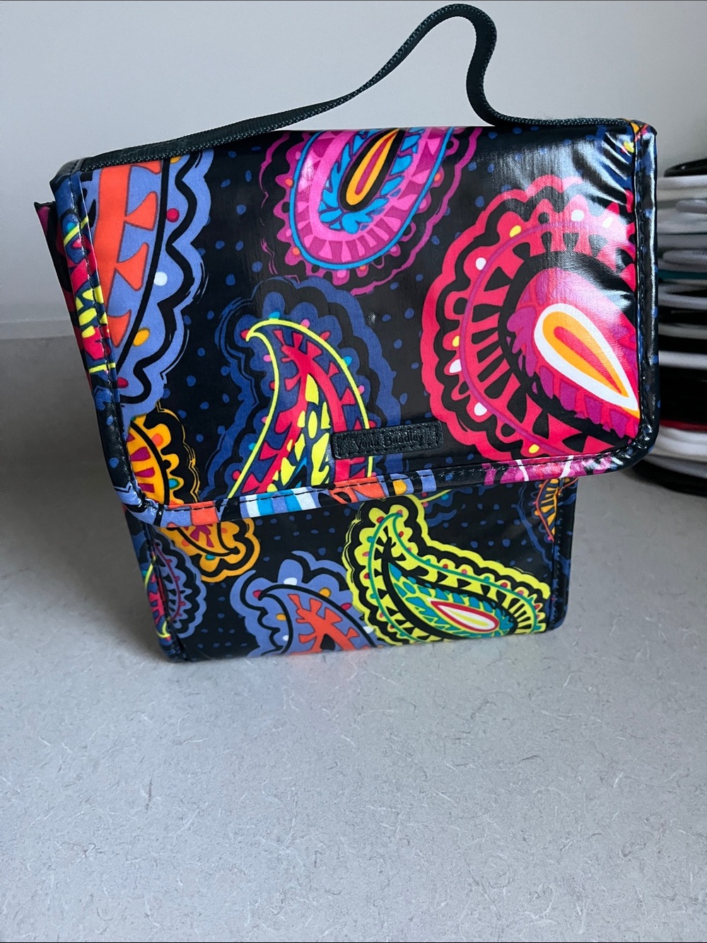 Colorful Paisley lunch bag- Black Multi